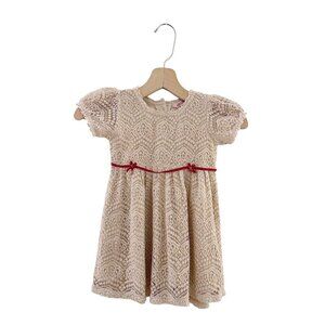 April Cornell Kids Baby Dress Lace Holiday Valentine's Cream Red